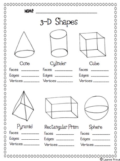 Basic Dimensional 3d Shapes Worksheets