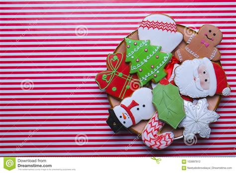 So many different type of cookie recipes for all you cookie bakers this holiday season. Christmas Cookies On Stripe Background Top View. Various Types Christmas Gingerbread Cookies ...