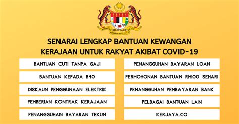 Bagi mereka yang melepasi syarat kelayakan akan menerima bantuan berjumlah rm250 atau rm500 mengikut kriteria yang. Senarai Lengkap Bantuan Kerajaan Untuk Rakyat Akibat COVID-19