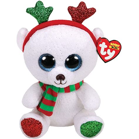 Ty Beanie Boos Frost The Holiday Polar Bear Glitter Eyes Medium Size 9 Inch