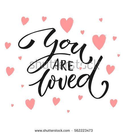 You Are Loved Valentine S Day Card Text With Pink Hearts Vetores