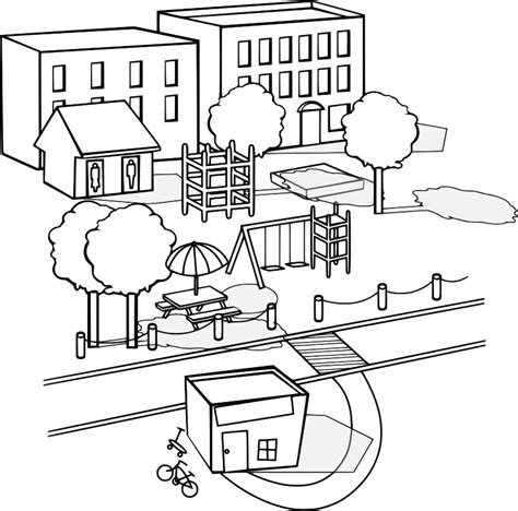 Neighborhood With Various Buildings Openclipart