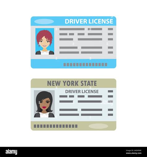 Driver License With Female Photoisolated On White Backgroundcartoon