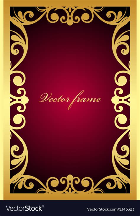 Vintage Maroon Frame With Gold Ornament Royalty Free Vector