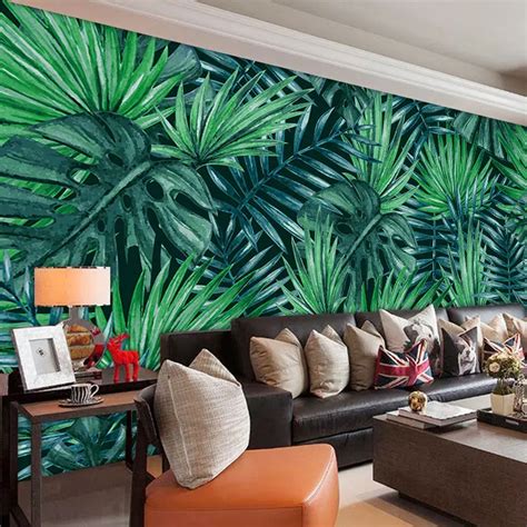 Beibehang Personalized Modern Minimalist Green Foliage Landscape Mural