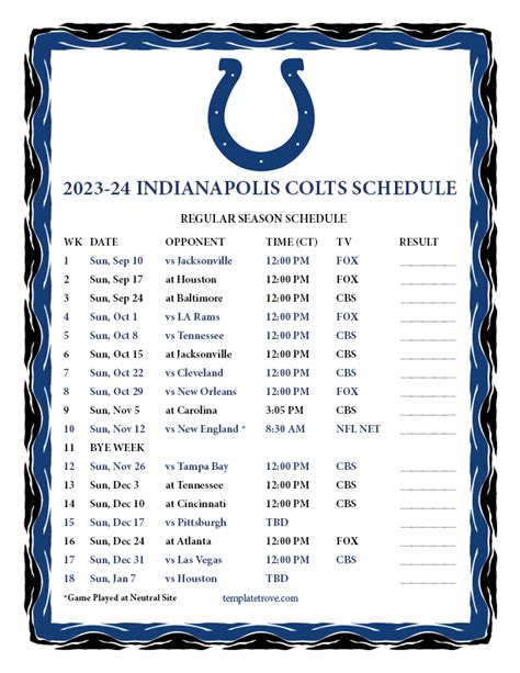 Colts Schedule Printable Web Hours Agoindianapolis Colts Rookie Wide