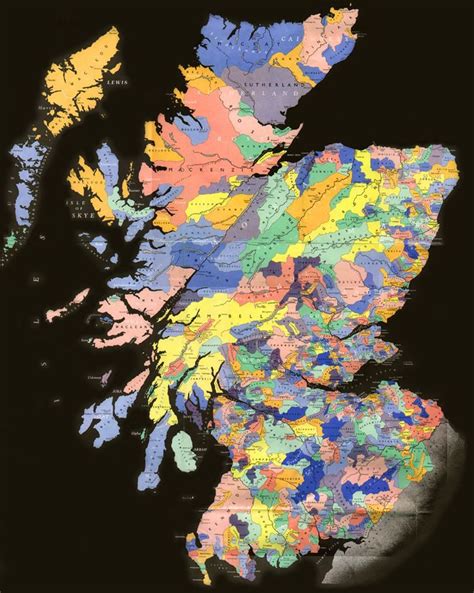 Scottish Clan Map Scottish Clans Scotland History Map Art