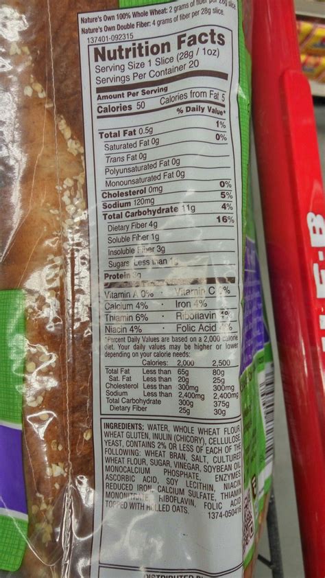 Natures Own Whole Wheat Bread Nutrition Facts Runners High Nutrition