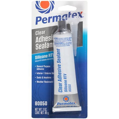 Permatex 80050 Permatex Clear Rtv Silicone Adhesive Sealant 3oz Tube