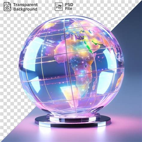 Premium Psd Minimalist Glass Globe On Black Base Displaying A World