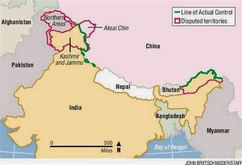 China And India Border Map