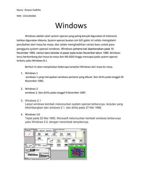 Makalah Sistem Operasi Microsoft Windows Dari Pertama Kali Sampai Ver