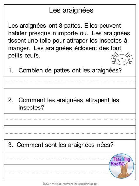 French Reading Comprehension Passages And Questions Compréhension De La