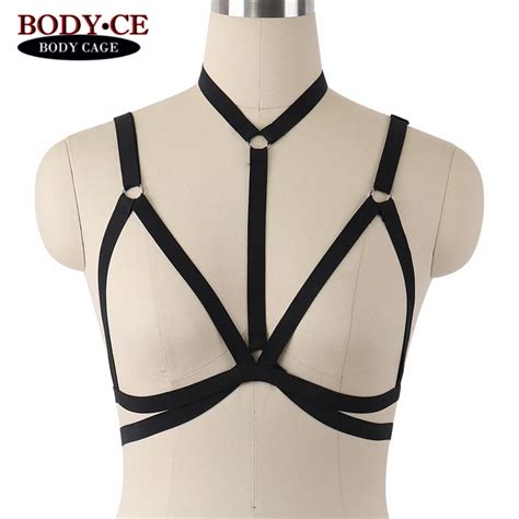 body cage womens sexy body harness bra black elastic adjust bondage lingerie strappy tops bra
