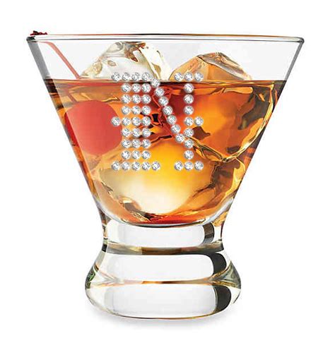 Stemless Clear Cocktail Martini Glass Optional Personalized Crystal Rhinestones