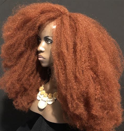 essence wigs copper fect kinks long length copper afro kin