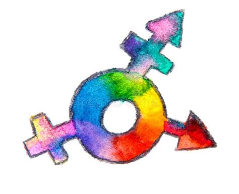 Rainbow Colorful Watercolor Of A LGBT Sign Symbol Gender Isolated On White Background Stock