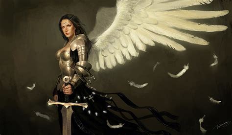 hd wallpaper fantasy themed female angel knight holding sword wallpaper girl wallpaper flare