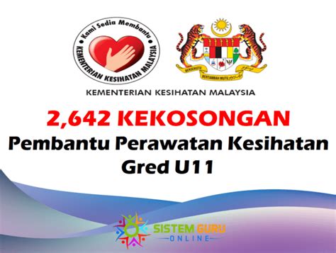 Apa ada dalam rujukan ini? 2,642 Kekosongan Pembantu Perawatan Kesihatan Gred U11