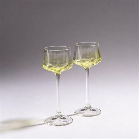 Koloman Moser Two Wine Glasses Meteor 1899 H 20 5 Cm Made By Meyr S Nephew Adolf Glass