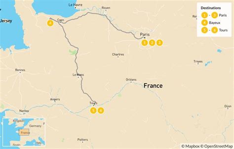 Map Of Road Trip Through Western France Paris Normandy And The Loire