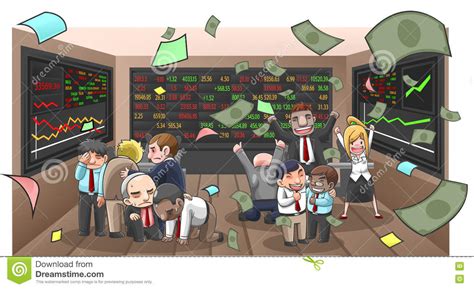Cartoon Illustration Of Businesspeople Broker And Investor Stock