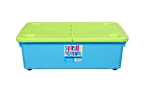 Childrens Toy Storage 32l Box With Wheels And Folding Lid Pack Of
