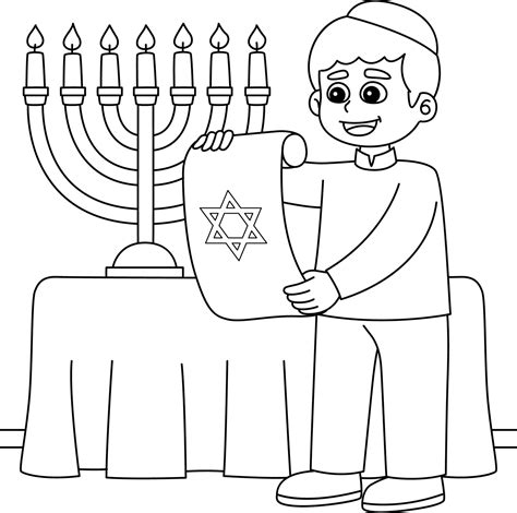 hanukkah juif avec page de coloriage de défilement pour les enfants