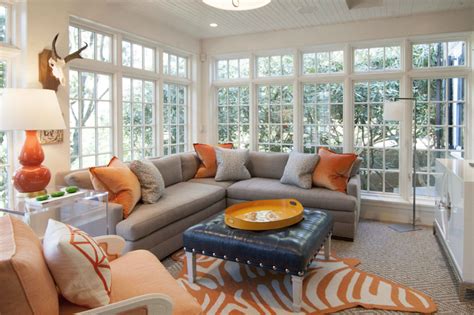 Gray And Orange Living Rooms Contemporary Living Room