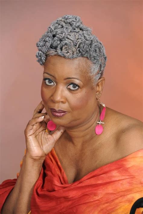 Women With Natural Gray Hair African American Twist Updo Hairstyles
