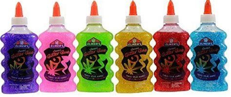 Elmers 638458774473 Washable Glitter Glue 6 Oz Bottles 6 Colors