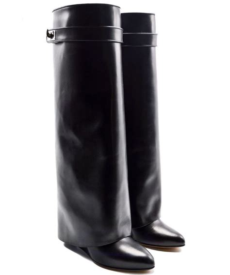 Givenchy Shark Lock Wedge Knee Black Leather Boots Modesens Black