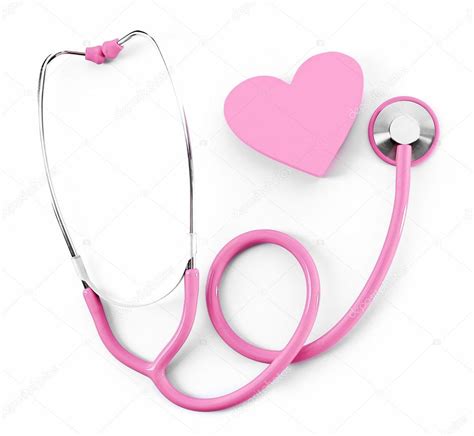 Pink Stethoscope With Heart Isolated — Stock Photo
