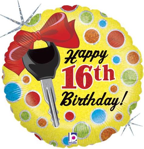 16th Birthday Car Key Foil Balloons