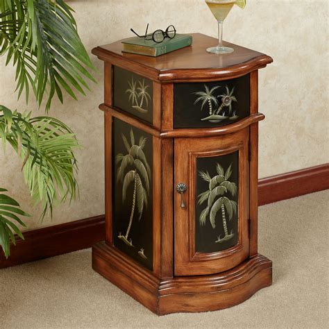 Kellsie Palm Tree Storage Accent Cabinet
