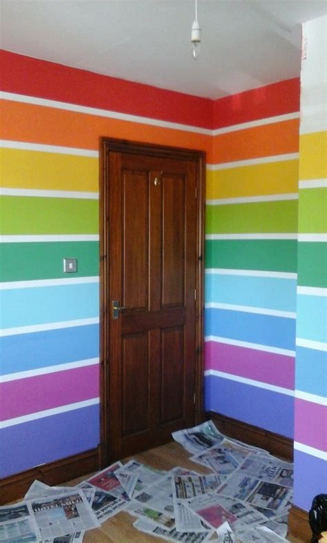 Wet will be harder to control, but will give you interesting results. Rainbow walls for my new room! | Girls room design ...