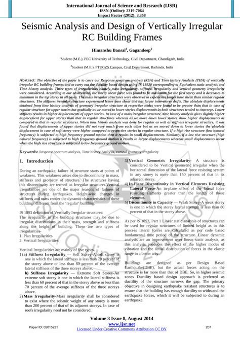 PDF Seismic Analysis And Design Of Vertically Irregular RC Pdf
