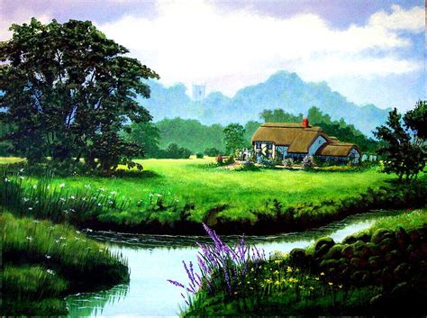 English Countryside Painting By Robert Ammon