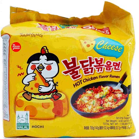 Most hot chicken flavor ramen also contain some noodles such as ramen or rice noodles. Samyang Hot Chicken with Cheese Ramen 140g x 5 Pack - My ...