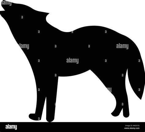 Howling Wolf Silhouette Clip Art On White Background Stock Vector Image