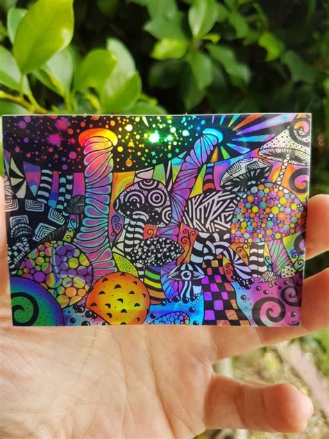Holographic Mushroom Trippy Sticker Psychedelic Sticker Etsy