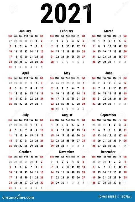 Calendario Para 2021 Ilustración Del Vector Ilustración De Calandre