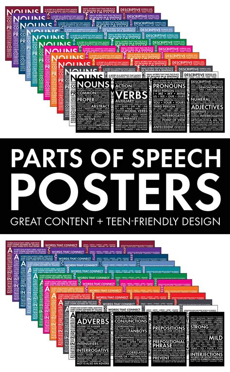 Parts of Speech posters for secondary classrooms | Parts of speech, Secondary classroom, Grammar ...