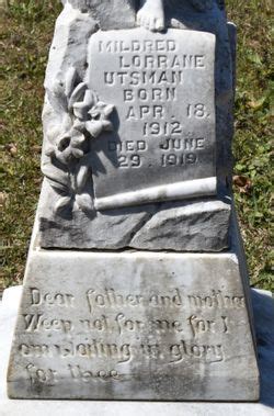 Mildred Loraine Utsman 1912 1919 Find A Grave Memorial