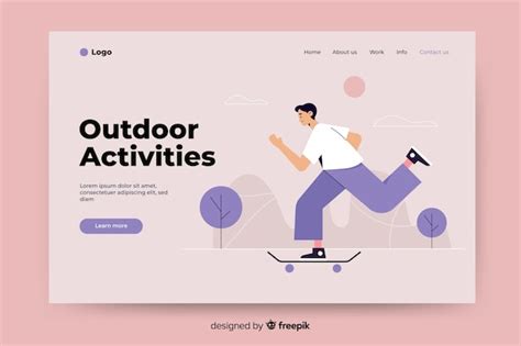 Free Vector Outdoor Activities Landing Page Template