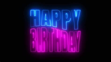 Happy Birthday Animation Pink And Blue Glowing Neon Line Motion Text