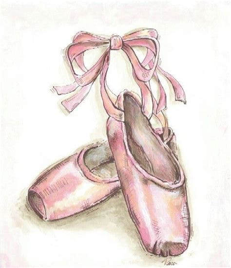 Really Pretty Drawing Of Pointe Shoes Ballet Shoes Drawing