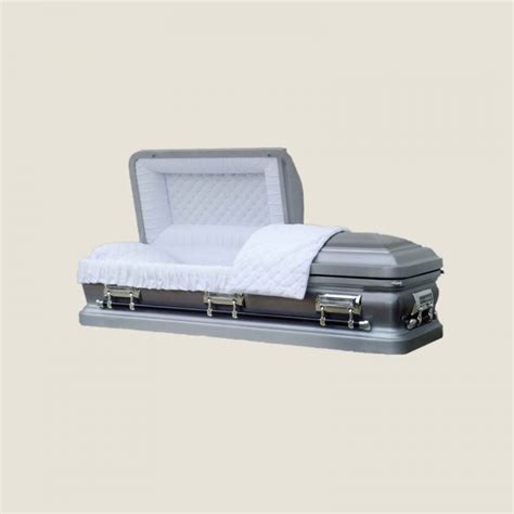 18 Gauge Gasketed White And Silver Casket A Monument And Casket Depot