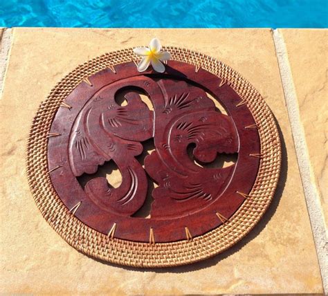 Balinese Round Timber Placemat With A Rattan Edge Bali Mystique