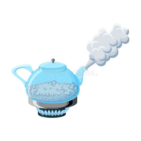 Glass Kettle With Boiling Water And Steam Stock Vector Illustration